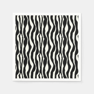Serviette Jetable Rayures de zèbre - Noir et Blanc