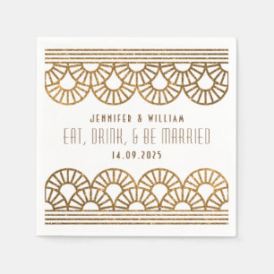 Serviette Jetable Réception de mariage Gold Art Déco Cockatil Napkin