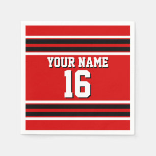 Serviette Jetable Red Black White Team Jersey Numéro personnalisé No