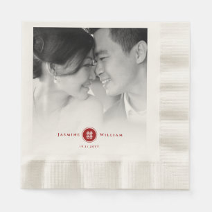 Serviette Jetable Red Circle Double Bonheur Mariage chinois Photo