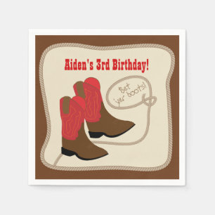 Serviette Jetable Red Cowboy Boots Western Anniversaire
