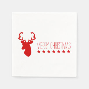 Serviette Jetable Red Deer Head Et Étoiles Avec Texte Joyeux Noël