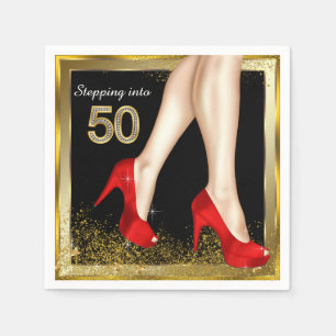 Serviette Jetable Red High Heel 50e fête d'anniversaire