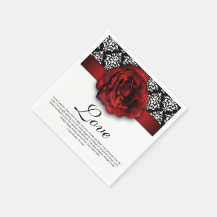 Serviette Jetable Red Rose Damask Amour Mariage Anniversaire