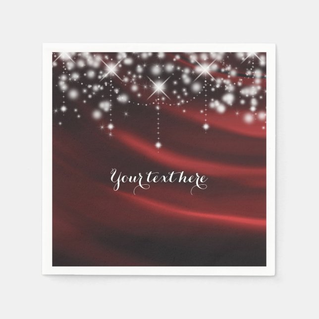 Serviette Jetable Red Silk & Sparkle Glam Hollywood Party (Devant)