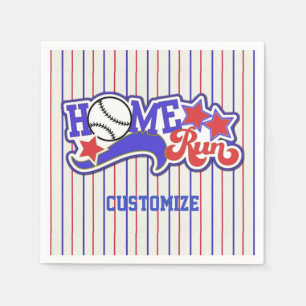 Serviette Jetable Red White & Blue Home Run Baseball Stried Napkins