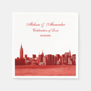 Serviette Jetable Regarder rouge NYC Skyline Silhouette, ESB #1