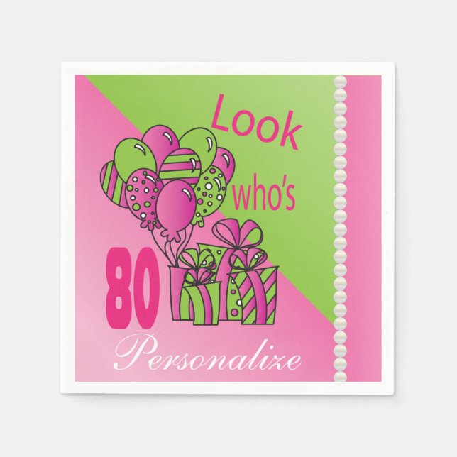 Serviette Jetable Regardez qui a 80 ans | 80e anniversaire (Devant)