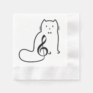 SERVIETTE JETABLE REMARQUE DE CHAT ET DE MUSIQUE