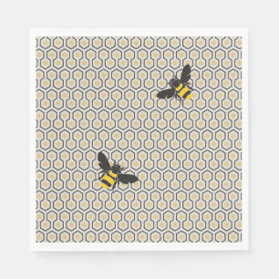 Serviette Jetable Retro Bees et Honeycomb Grille Motif