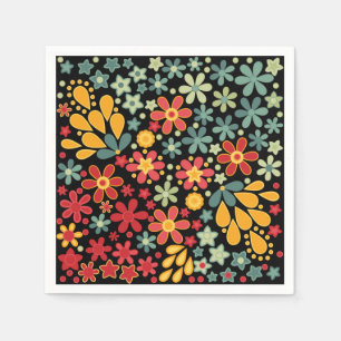 Serviette Jetable Retro. Motifs floraux 2