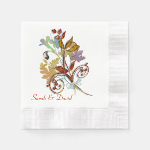 Serviette Jetable Riches couleurs d'automne Bouquet floral