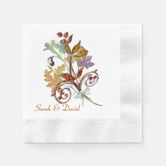 Serviette Jetable Riches couleurs d'automne Bouquet floral (Devant)