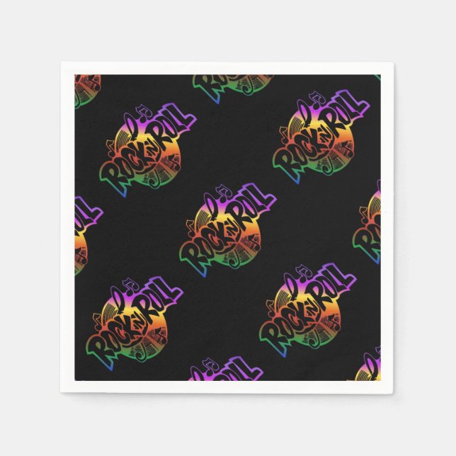 Serviette Jetable Rock et Roll Rainbow Music Motif Napkins (Devant)