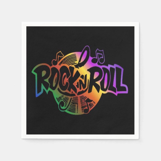 Serviette Jetable Rock et Roll Rainbow Music Thème Napkins (Devant)