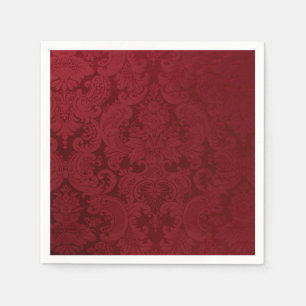 Serviette Jetable Romantique Vintage rouge Damas