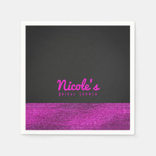 Serviette Jetable Rose et gris paillettes Glam moderne Élégant Chic
