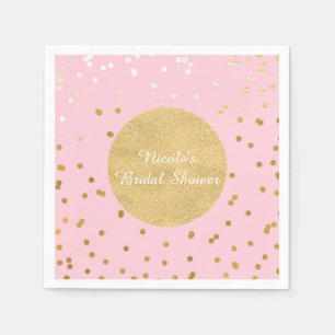Serviette Jetable Rose et or brillant Confetti Points Chic Moderne