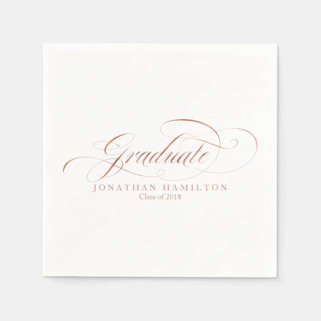 Serviette Jetable Rose Gold Foil Graduate Fancy Calligraphie (Devant)