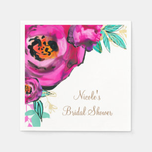 Serviette Jetable Rose gras moderne floral aquarelle Fête de mariage