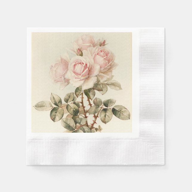 Serviette Jetable Roses romantiques victoriens vintages (Devant)
