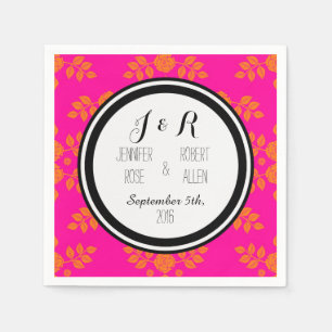 Serviette Jetable Roses rose noir Mariage damassé Napkins