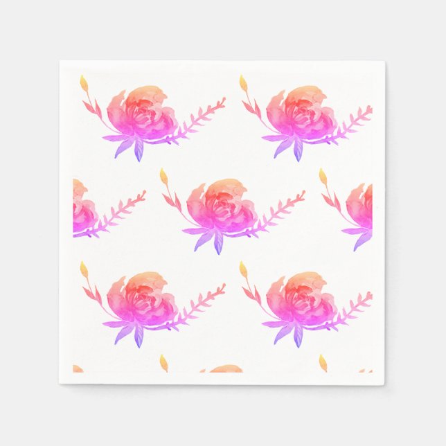 Serviette Jetable Roses roses roses élégantes Mariages florales serv (Devant)