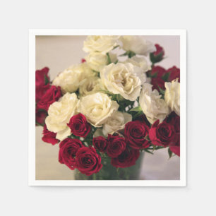 Serviette Jetable Roses rouges et blancs