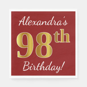 Serviette Jetable Rouge, anniversaire d'or de Faux