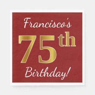 Serviette Jetable Rouge, anniversaire d'or de Faux