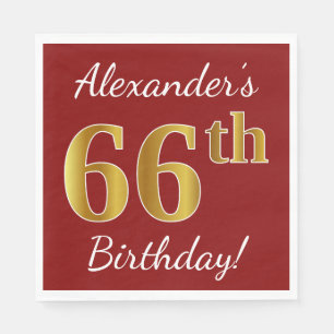 Serviette Jetable Rouge, anniversaire d'or de Faux soixante-sixième