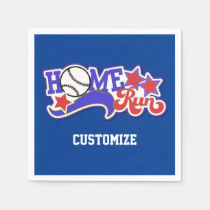 Serviette Jetable Rouge Blanc & Bleu Home Run Baseball Napkins
