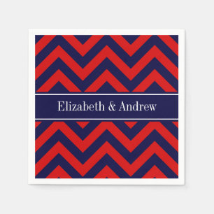 Serviette Jetable Rouge, bleu marine LG Chevron bleu marine Nom Mono