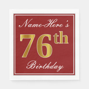 Serviette Jetable Rouge élégant, anniversaire d'or de Faux
