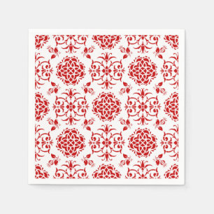 Serviette Jetable Rouge et blanc Floral Damask Style Motif