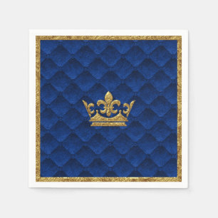 Serviette Jetable Royal Blue & Gold Crown Elegant Royal Storybook