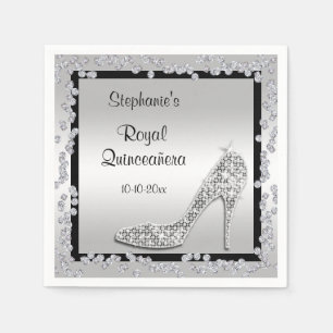 Serviette Jetable Royal Quinceañera Silver Jewel Stiletto
