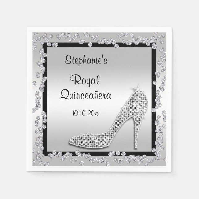 Serviette Jetable Royal Quinceañera Silver Jewel Stiletto (Devant)