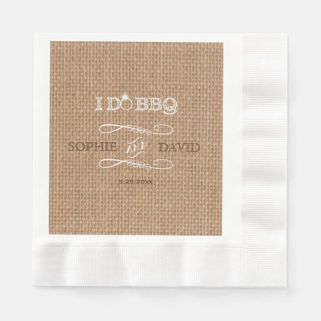 Serviette Jetable Russe Burlap I DO BBQ Engagement Party (Devant)