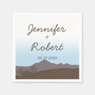Serviette Jetable Rustic Mountain Watercolor Mariage Napkin