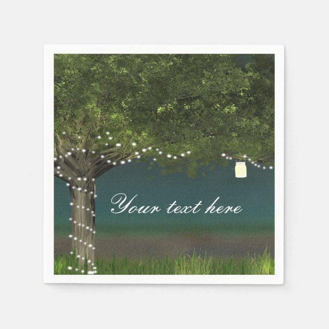 Serviette Jetable Rustique Arbre de Pays Chaîne Lumières Mariage Nap (Devant)
