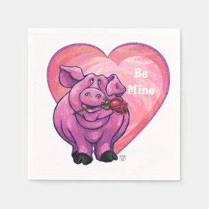 Serviette Jetable Saint Valentin au cochon