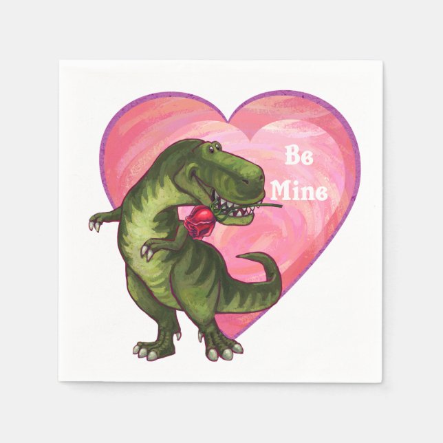 Serviette Jetable Saint Valentin Tyrannosaurus (Devant)