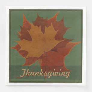 Serviette Jetable Saison Feuilles Automne Thanksgiving Texte Personn