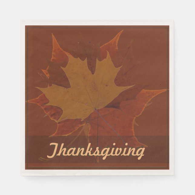 Serviette Jetable Saison Feuilles Automne Thanksgiving Texte Personn (Devant)