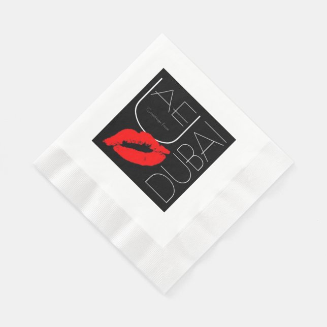 Serviette Jetable Salutations de Dubai UAE Red Lipstick Kiss (Coin)