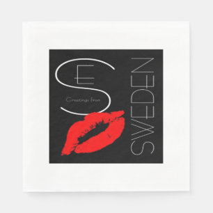 Serviette Jetable Salutations Suède Suédoise Red Lipstick Kiss