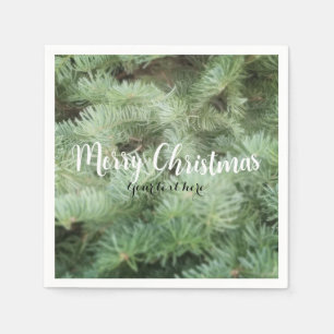 Serviette Jetable Sapins de Noël en pin vert Campagne Rustique Fêtes