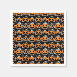 Serviette Jetable Scary Halloween Party Jack O'Lanterns Citrouille