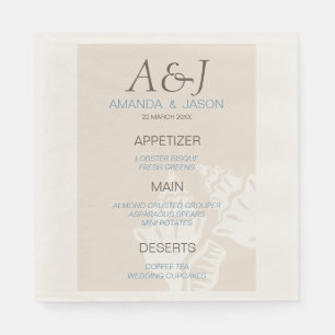 Serviette Jetable Sea Shell Menu Beach Wedding Papier Napkins